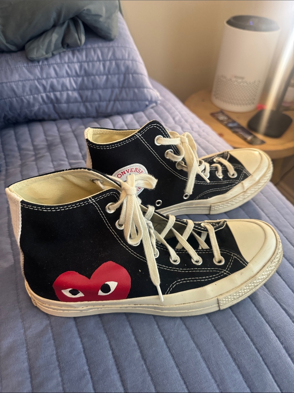 Converse Black High-Top Sneakers with Red Heart Graphic